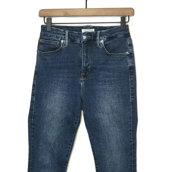 Good American Good Legs Skinny Cropped Ankle Jeans Blue Denim Size 6 Sculpting - Picture 3 of 14